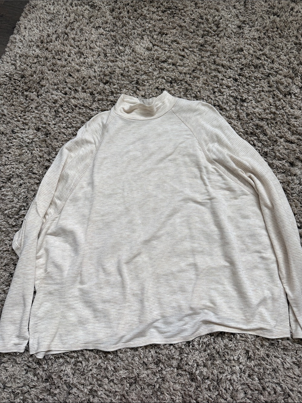 AS Revival Women's Ribbed Mock Neck Long Sleeve Top - Cream